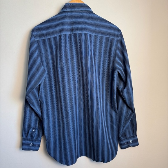 Britches Men's Long‎ Sleeve Button Up Shirt Blue/Black Size Medium Velvet Feel - Picture 6 of 13